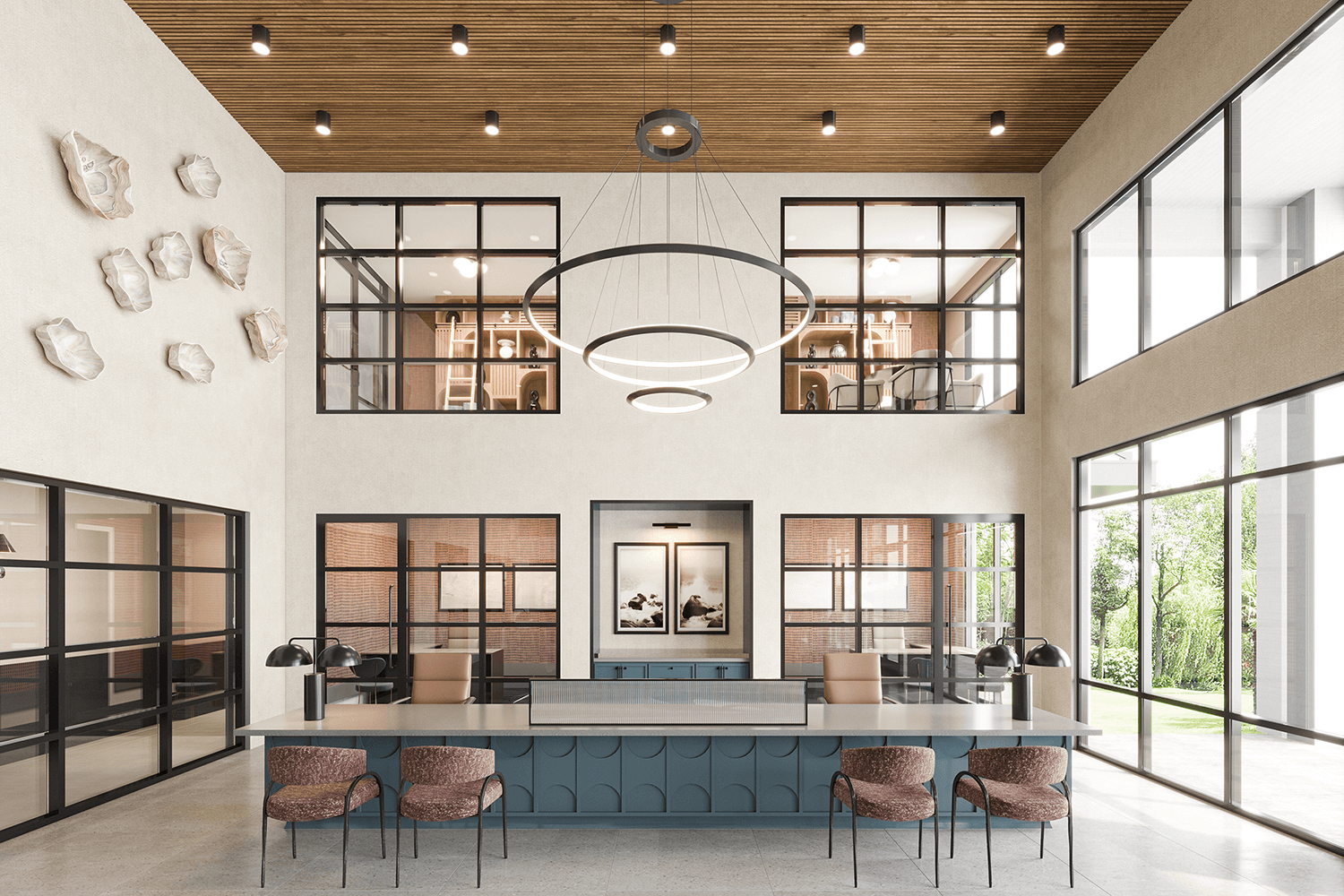 Bright and airy Upshore leasing office for luxury living at Palm Harbor