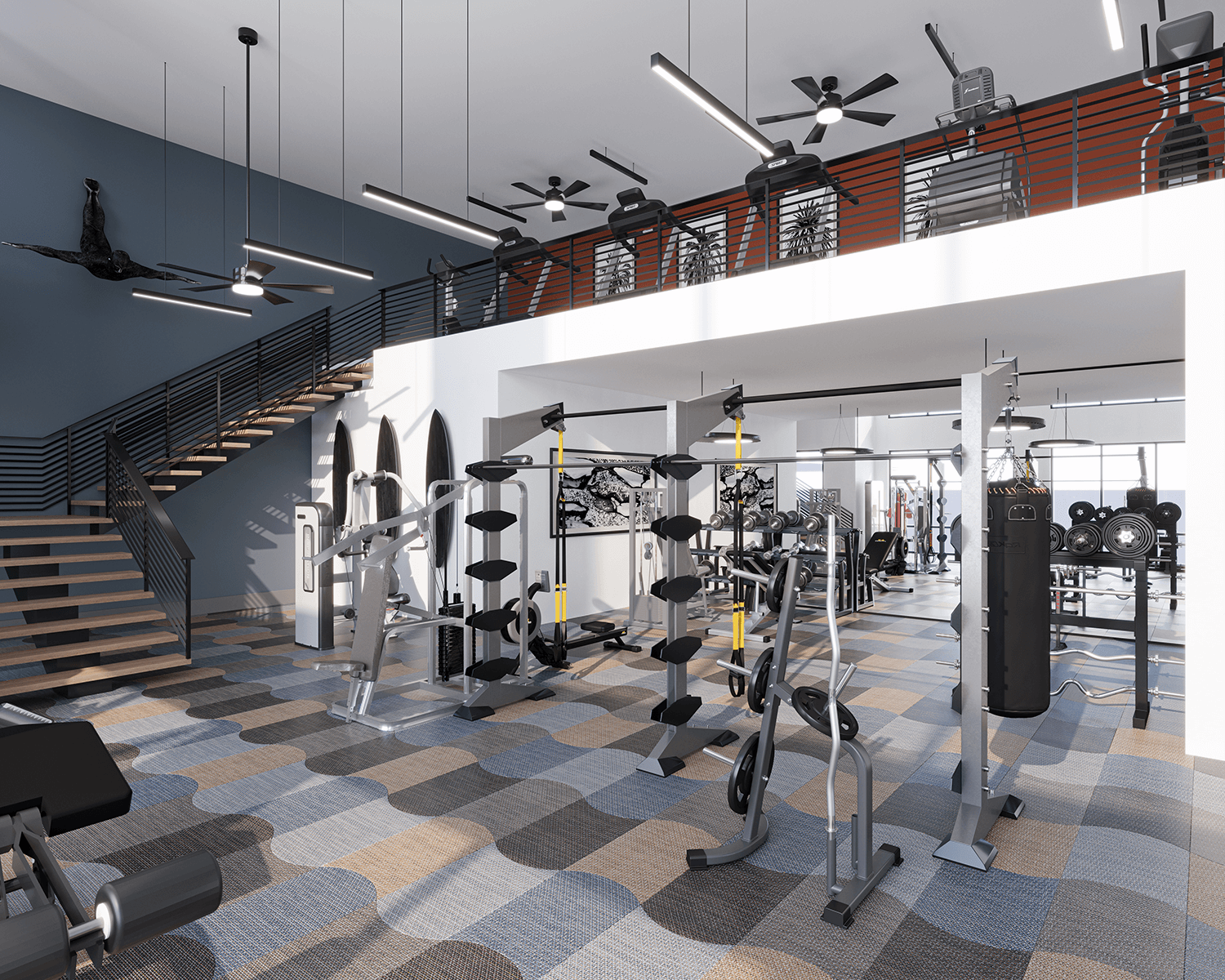 Upshore fitness center with modern equipment