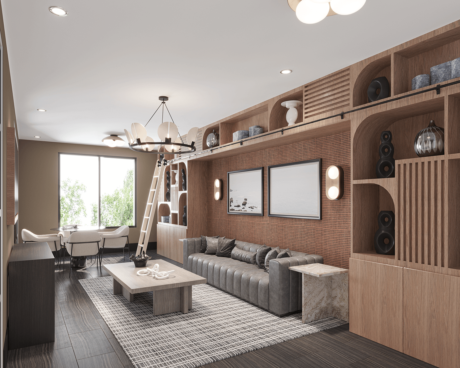 Contemporary study lounge design with sleek details