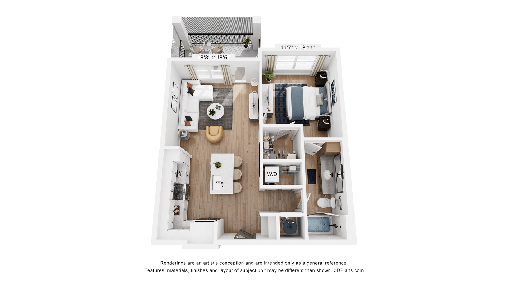 Modern one-bedroom floorplan in Palm Harbor